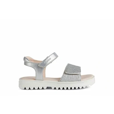 Image of Geox Sandal Coralie GIRL Sandals for kids, Size: 13K, Silver Imitation leather/ textile
