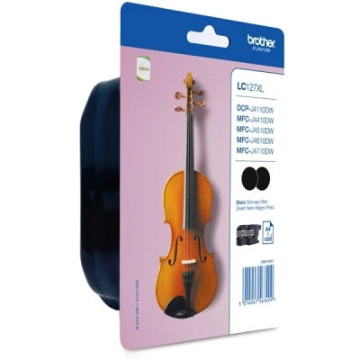 Image of Brother LC 127XLBK Inkjet Cartridge, Black, Twin Pack, High Yield, Includes 2 x Cartridges, Genuine Supplies
