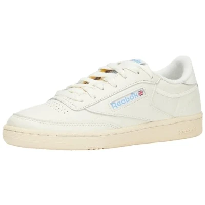 Image of Reebok Classic CLUB C 85 Vintage Trainers, Women&#039;s, Size: 6, Chalk/alabaster/sky blue Leather and textile