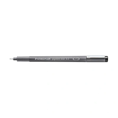Image of STAEDTLER Black Pigment Liner, Line Width 0.3 mm, Indelible Ink, Long Metal Tip, Life, 10 Fineliner Pens in Cardboard Case, 308 03 9
