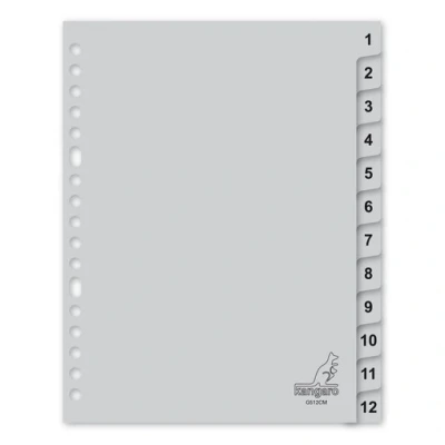 Image of Kangaro Register A5 cijfers PP 120 Micron 17r 12 Pieces Grey