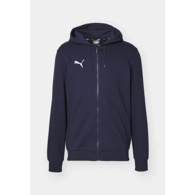 Image of Puma Teamgoal Casuals Hooded Jacket Zipup sweatshirt, Men&#039;s, Size: Small, Navy/white