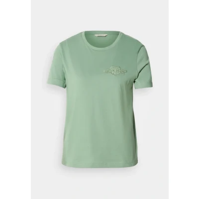 Image of GANT Tonal Shield Basic Tshirt, Women&#039;s, Size: XS, Kalamata green