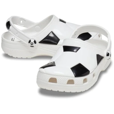 Image of Crocs Classic Soccer BALL Unisex Pool slides for kids, Size: 5K, White/black Synthetics