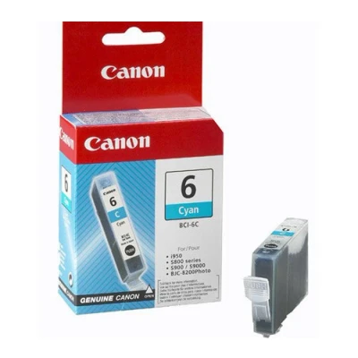 Image of CANON BCI 6C 6 Cyan ink cartridge tank (Pixma Pixus Bubblejet Photo &amp; MFP printer) in foil packaging
