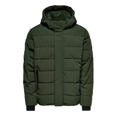 Image of Only &amp; Sons Men&#039;s Onscayson Puffa OTW Puffer Jacket, Peat, L