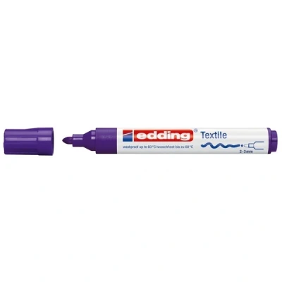 Image of edding 4500 textile marker violet box of 10 round nib 2 3 mm permanent fabric markers for drawing on textiles, wash resistant up to 60 C pens lettering