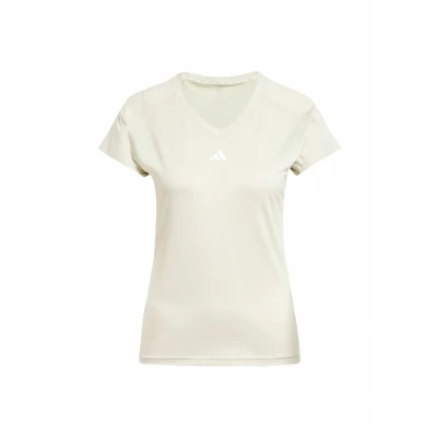 Image of adidas Performance Essentials Minimal Branding V NECK Sports Tshirt, Women&#039;s, Size: XXS, Pure ruby/white