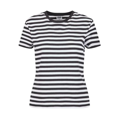 Image of Urban Classics Regular Striped TEE Print Tshirt, Women&#039;s, Size: 3XL, White black