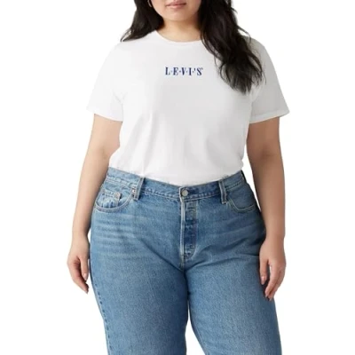 Image of Levi&#039;s Plus Perfect Print Tshirt, Women&#039;s, Size: 18/20, Bright white