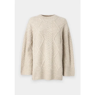 Image of JDY Jdysilja LONG Cable Jumper oatmeal, Women&#039;s, Size: XS, Oatmeal