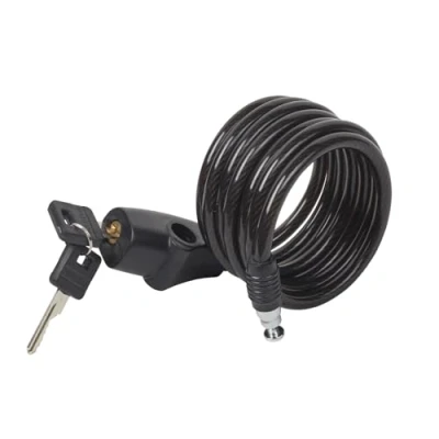 Image of Master Lock Bike Cable, Key, 1.8 m Coiling Outdoor 8126EURDPRO Use with all kinds of Bike, Skateboards, Strollers, Lawnmowers and other Equipment, Black