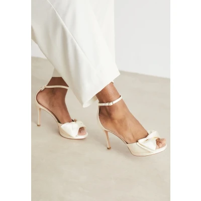 Image of kate spade new york Bridal BOW High heeled sandals, Women&#039;s, Size: 6.5, Ivory Textile