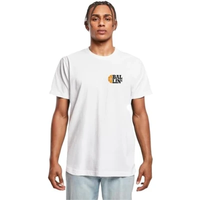 Image of Mister Tee Ballin Print Tshirt, Men&#039;s, Size: XS, White