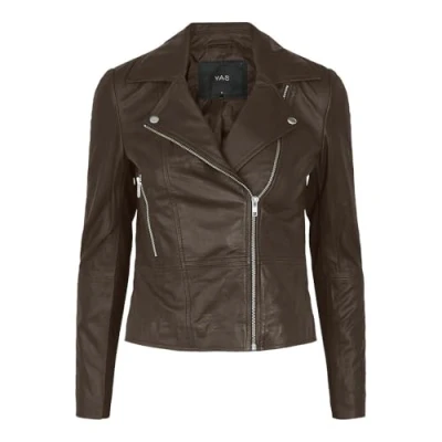 Image of YAS Yassophie Jacket Leather jacket, Women&#039;s, Size: XXL, Chicory coffee