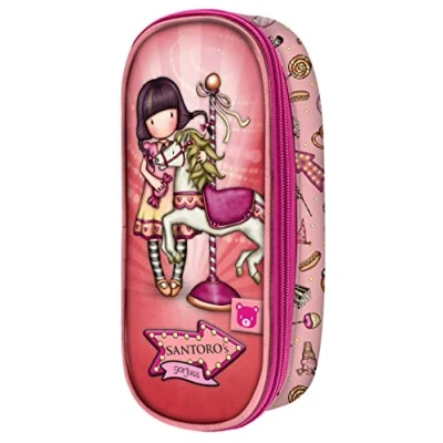 Image of SANTORO Gorjuss Zip Around Pencil Case Carousel, Pink, M, Casual