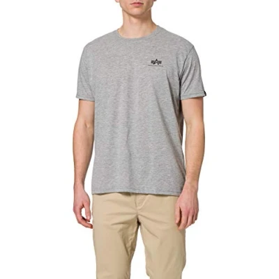 Image of Alpha Industries Small LOGO Basic Tshirt, Men&#039;s, Size: Large, Grey heather
