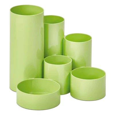Image of Maul MAULtubo Pencil Holder High Gloss with 6 Holders, Stable, Made in Germany, Diameter Approx. 15 cm, Height 12.5 Lime Colour