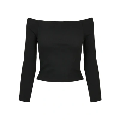 Image of Urban Classics Women&#039;s Ladies Off Shoulder Rib Longsleeve T Shirt, Black, 3XL