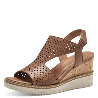 Image of Tamaris Platform sandals, Women&#039;s, Size: 3.5, Cognac Leather