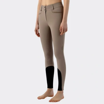 Image of Equiline Ladies Crystalek Breeches High Rise Knee Grip Taupe UK12 Horse &amp; Equestrian Riding