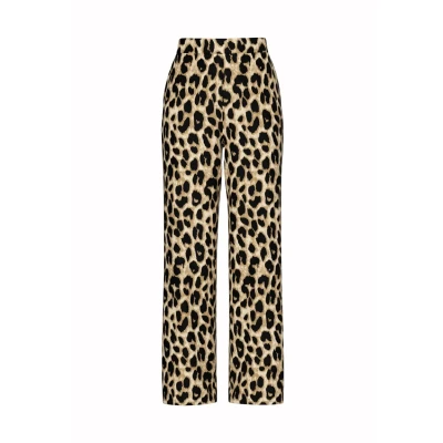 Image of Pieces Leopard Trousers, Women&#039;s, Size: XS, Black