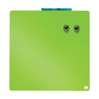 Image of Nobo Square Magnetic Mini Whiteboard Frameless Dry Wipe Easy Clean Wall Mounted Home/Office 360x360mm Green 1903773