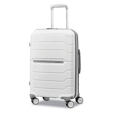 Image of Samsonite Freeform Hardside Spinner 21, White, Carry On 21 Inch, Expandable With Double Wheels
