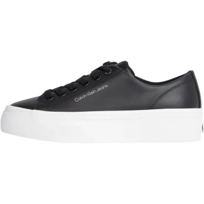 Image of CK JEANS Women&#039;s Vulc Flatform Low Mg LTH Yw0yw01771 Top, Black Bright White, 4 UK
