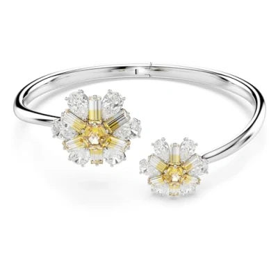 Image of Swarovski Idyllia Bangle Flower Bracelet silvercoloured/yellow, Women&#039;s, Size: Small, Silver coloured/yellow
