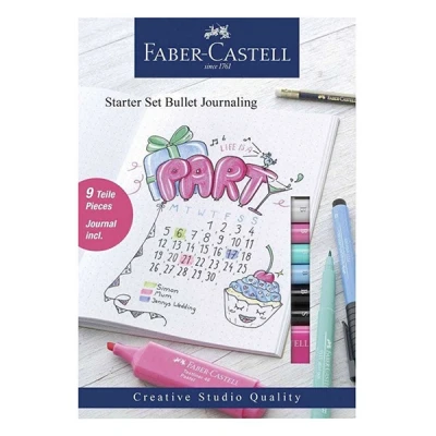 Image of Faber Castell Creative Studio Bullet Journaling Starter Set, Multicoloured, 9 Pieces, For Art, Craft, Drawing, Sketching, Home, School, University, Colouring