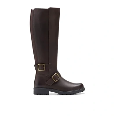 Image of Clarks ORINOCO2 TALL Cowboy/Biker boots, Women&#039;s, Size: 5, Dark brown Leather