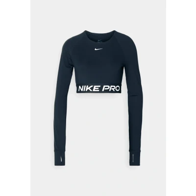 Image of Nike Performance PRO CROP Long sleeved top, Women&#039;s, Size: XS, Black/white