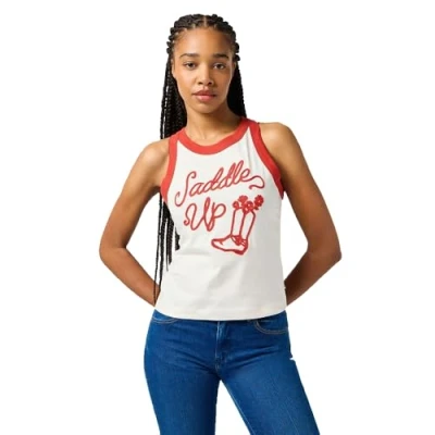 Image of Wrangler Ringer TANK Top, Women&#039;s, Size: 12/14, Vintage white
