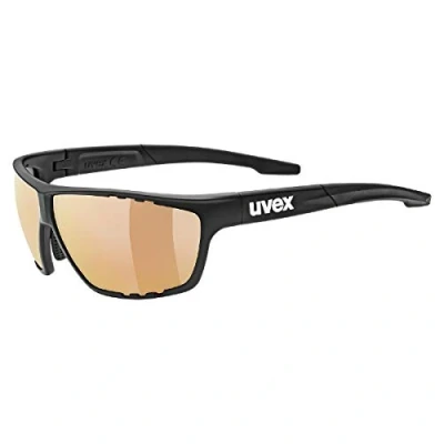 Image of uvex Sportstyle 706 CV V Sports Sunglasses for Men and Women Self Tinting &amp; Mirrored Lenses Contrast Enhancing Black Matt/Red One Size