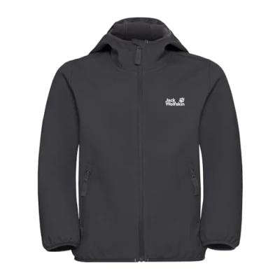 Image of Jack Wolfskin FOUR Winds jacket KIDS Unisex Soft shell for kids, Size: 16y, Black
