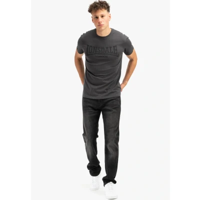 Image of Lonsdale Normale Passform LOGO KAI Print Tshirt, Men&#039;s, Size: Large, Anthracite black