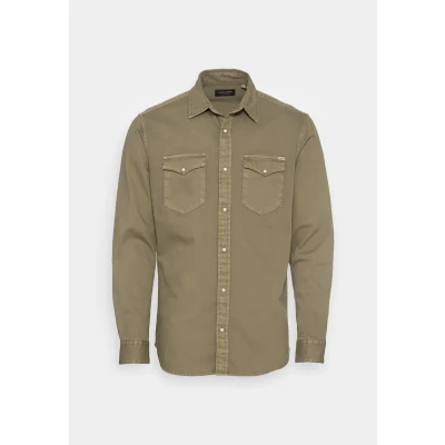 Image of JACK &amp; JONES Mens Long Sleeve Denim Shirt Top, Forest Night, S