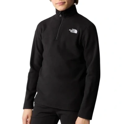 Image of The North Face TEEN Glacier ZIP Unisex Fleece jumper for kids, Size: 7/8y, Black