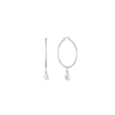 Image of Lacoste Crocodile Earrings silvercoloured, Size: One Size, Silver coloured