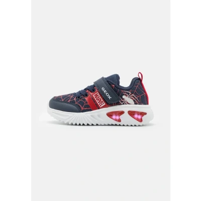 Image of Geox Assister BOY Lights Trainers for kids, Size: 4, Navy/dark red Imitation leather/ textile