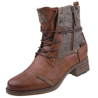 Image of Mustang Laceup ankle boots, Women&#039;s, Size: 8, Cognac High quality imitation leather