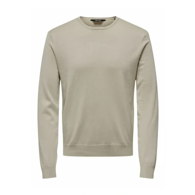 Image of Only &amp; Sons Onswyler LIFE LS CREW NOOS Jumper, Men&#039;s, Size: Small, Silver lining