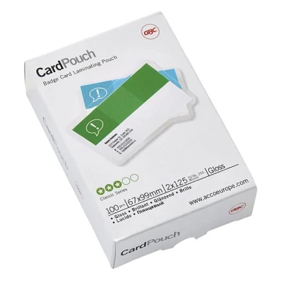 Image of GBC, 67x99mm 2x125 Micron Gloss Card Laminating Pouches, Pack of 100, 3743177
