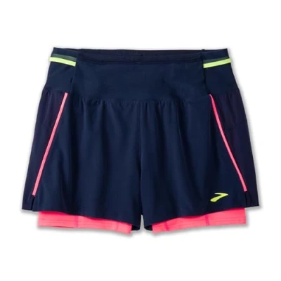 Image of Brooks HIGH Point 3&quot; 2IN1 Short 2.0 Sports shorts, Women&#039;s, Size: 0XS, Navy neo pink