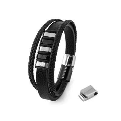 Image of Akitsune Fabula Bracelet silverblack, Men&#039;s, Size: 6,69&#039;&#039;, Silver black
