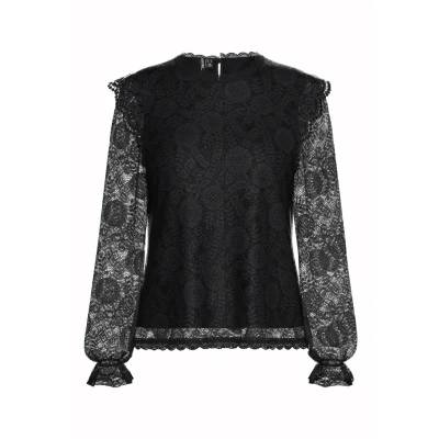 Image of Pieces Pcolline Blouse, Women&#039;s, Size: Small, Black
