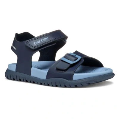 Image of Geox Fusbetto Unisex Sandals for kids, Size: 8.5K, Navy/sky Synthetics
