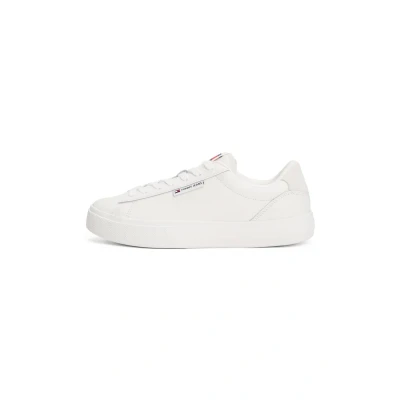 Image of Tommy Jeans Cupsole Trainers, Women&#039;s, Size: 3.5, Ecru leather and imitation