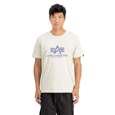Image of Alpha Industries Basic Print Tshirt, Size: Large, Vintage white/night purple